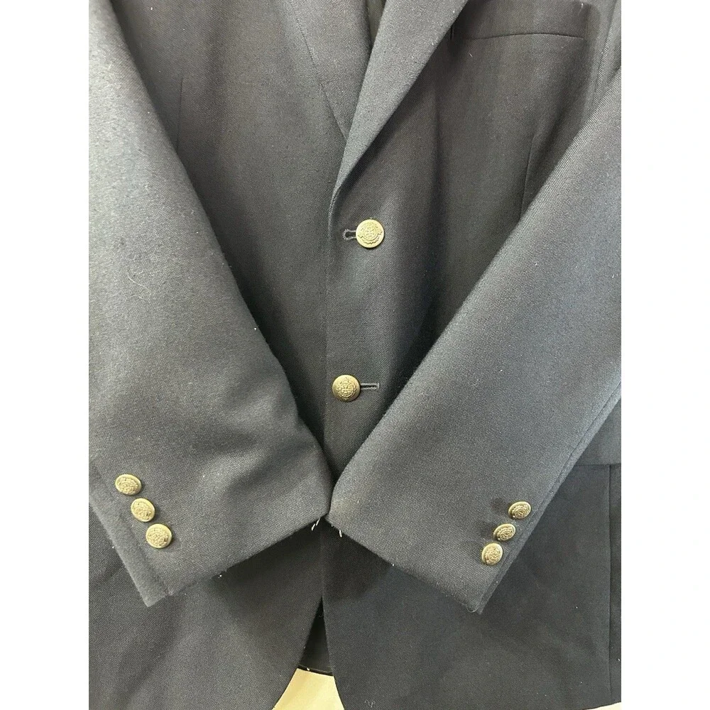 Meeting Street Black Solid Jacket Blazer 44R Two-Button Notch Lapel Single Vent